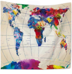 Colorful Meridian Map Tapestry