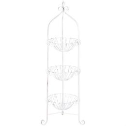 Accent Plus White Three-Tier Wire Basket Stand