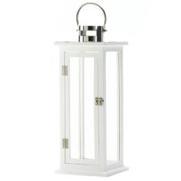 Accent Plus White Wood Candle Lantern - 20.5 inches