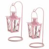 Accent Plus Hanging Railroad Lanterns Pair - Pink