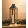 Accent Plus Wood Candle Lantern with Metal Pyramid Top - 22 inches