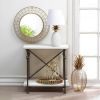 Accent Plus Dome-Style Frame Round Gold Wire Wall Mirror