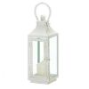 Accent Plus Distressed White Metal Candle Lantern - 12 inches