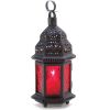 Accent Plus Ruby Glass Moroccan Candle Lantern - 10 inches