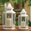 Accent Plus Victorian Style White Candle Lantern - 10.5 inches