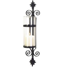 Accent Plus Matte Black Wall Candle Column