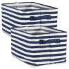 DII PE-Coated Fabric Bin Set with Blue Stripes - 9.5 inches