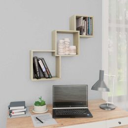 vidaXL Cube Wall Shelves Sonoma Oak 26.8"x5.9"x26.8" Engineered Wood