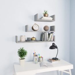 vidaXL Wall Display Shelf 3 pcs Concrete Gray Engineered Wood