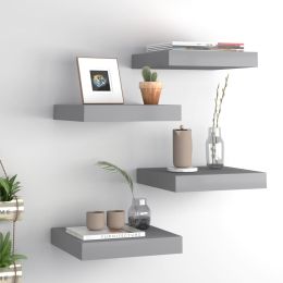 vidaXL Floating Wall Shelves 4 pcs Gray 9.1"x9.3"x1.5" MDF