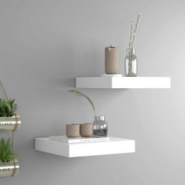 vidaXL Floating Wall Shelves 2 pcs White 9.1"x9.3"x1.5" MDF