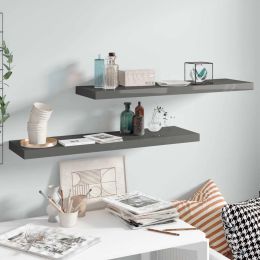 vidaXL Floating Wall Shelves 2 pcs High Gloss Gray 35.4"x9.3"x1.5" MDF