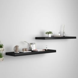 vidaXL Floating Wall Shelves 2 pcs Black 35.4"x9.3"x1.5" MDF