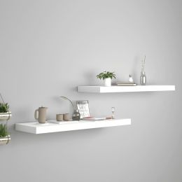 vidaXL Floating Wall Shelves 2 pcs White 31.5"x9.3"x1.5" MDF