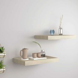 vidaXL Floating Wall Shelves 2 pcs Oak 15.7"x9.1"x1.5" MDF