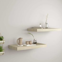 vidaXL Floating Wall Shelves 2 pcs Oak 19.7"x9.1"x1.5" MDF