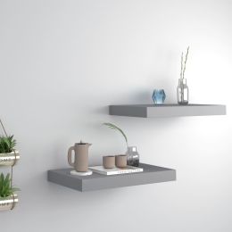 vidaXL Floating Wall Shelves 2 pcs Gray 15.7"x9.1"x1.5" MDF