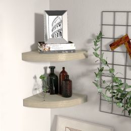 vidaXL Floating Corner Shelves 2 pcs Oak 9.8"x9.8"x1.5" MDF