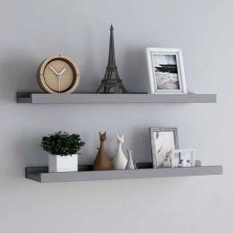 vidaXL Picture Frame Ledge Shelves 2 pcs Gray 31.5"x3.5"x1.2" MDF