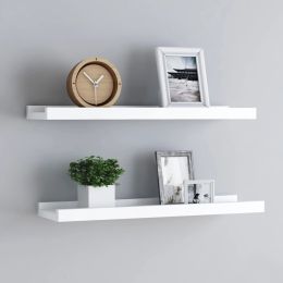 vidaXL Picture Frame Ledge Shelves 2 pcs White 23.6"x3.5"x1.2" MDF