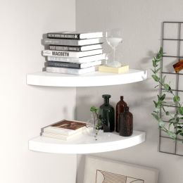 vidaXL Floating Corner Shelves 2 pcs High Gloss White 13.8"x13.8"x1.5" MDF