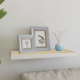 vidaXL Floating Wall Shelf Oak and White 23.6"x9.3"x1.5" MDF