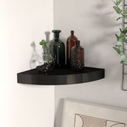 vidaXL Floating Corner Shelf Black 9.8"x9.8"x1.5" MDF