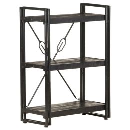 vidaXL 3-Tier Bookcase Black 23.6"x11.8"x31.5" Solid Mango Wood