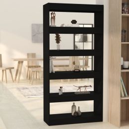 vidaXL Book Cabinet/Room Divider Black 31.5"x11.8"x65.4" Engineered Wood