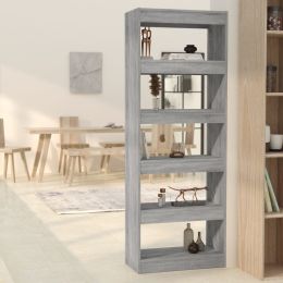 vidaXL Book Cabinet/Room Divider Gray Sonoma 23.6"x11.8"x65.4" Engineered Wood