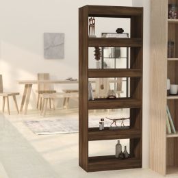 vidaXL Book Cabinet/Room Divider Brown Oak 23.6"x11.8"x65.4" Engineered Wood