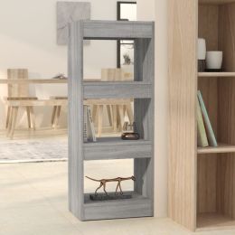 vidaXL Book Cabinet/Room Divider Gray Sonoma 15.7"x11.8"x40.6" Engineered Wood