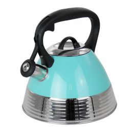 Mr. Coffee 2.5 Quart Stainless Steel Whistling Tea Kettle in Turquoise