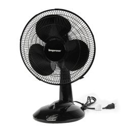 Impress 12 Inch 3 Speed Oscillating Table Fan in Black